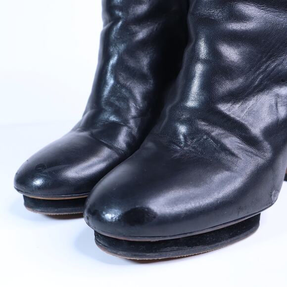 CHANEL Classic Leather Ankle Booties Black Suede Blocked Heel Women's 36.5C/US 6 - Picture 6 of 10